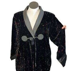 Goody Goody California Black Wizard Velvet Boho Hippy Duster Cardigan Pockets